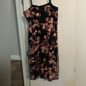 Eva Mendes; New York & Company black and pink dress.